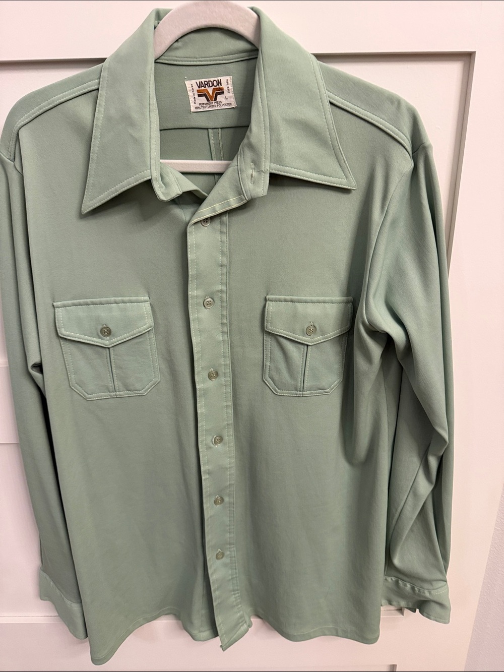 Vintage 70’s Sage Green Long-Sleeve Button-Down Permanent Press Shirt